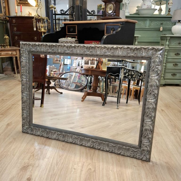 Espejo rectangular en plata envejecida