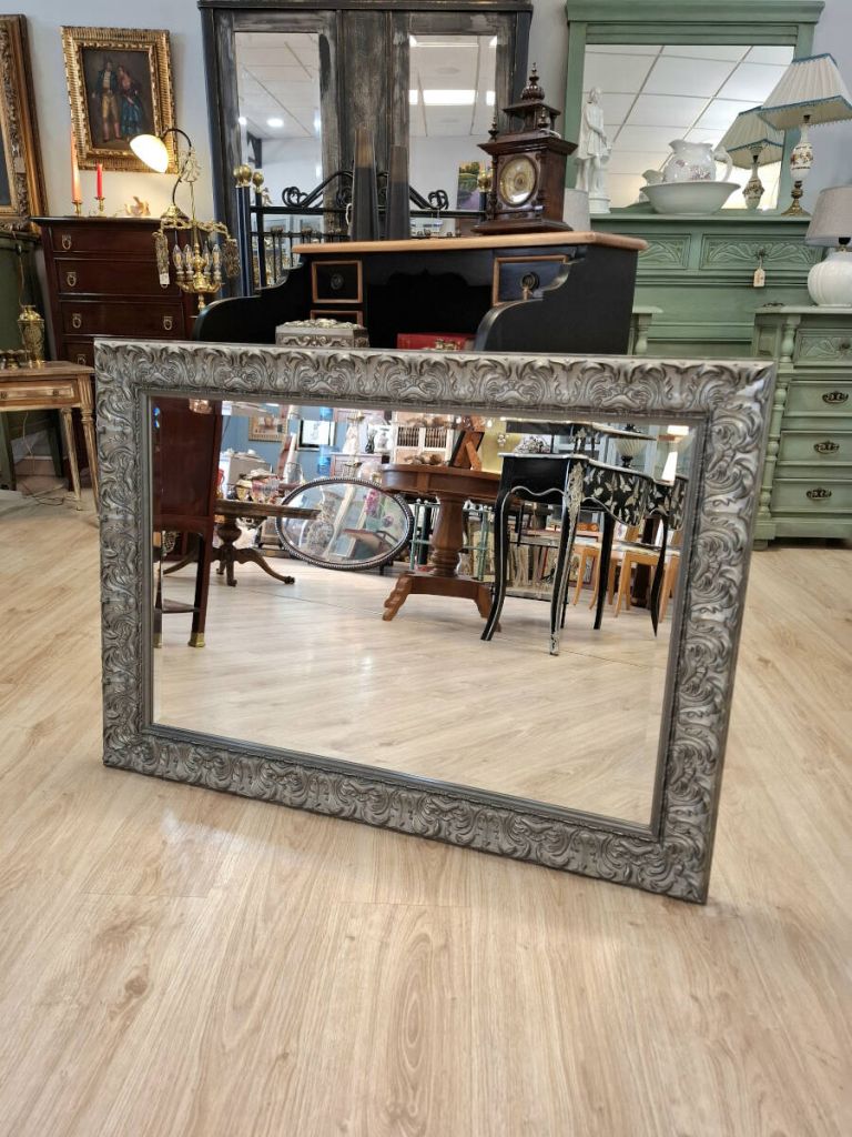 Espejo rectangular en plata envejecida