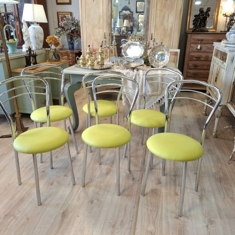 Lote de 6 sillas acero inox