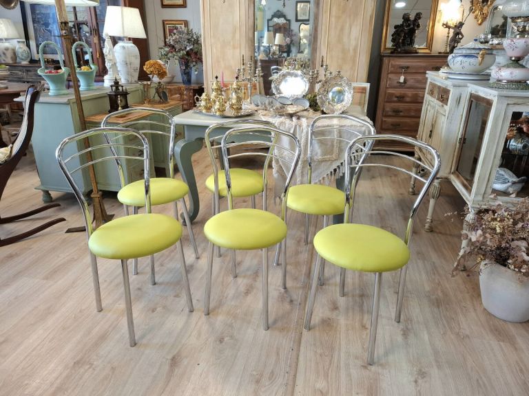 Lote de 6 sillas acero inox